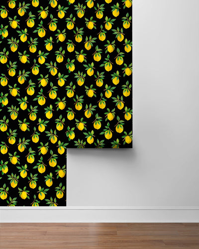 product image for Lemoncello Black Peel-and-Stick Wallpaper from the Daisy Bennett Collection by NextWall 31