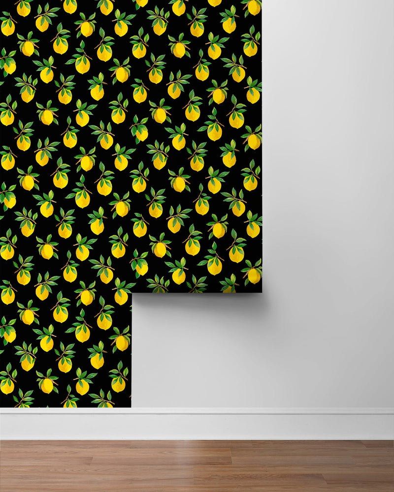 media image for Lemoncello Black Peel-and-Stick Wallpaper from the Daisy Bennett Collection by NextWall 243