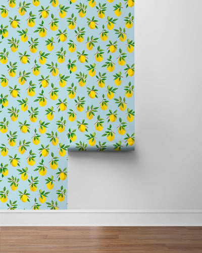 product image for Lemoncello Sky Blue Peel-and-Stick Wallpaper from the Daisy Bennett Collection by NextWall 66