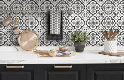 product image for Sorento Tile Black Peel-and-Stick Wallpaper from the Daisy Bennett Collection by NextWall 56