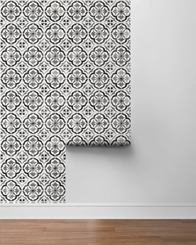 product image for Sorento Tile Black Peel-and-Stick Wallpaper from the Daisy Bennett Collection by NextWall 87