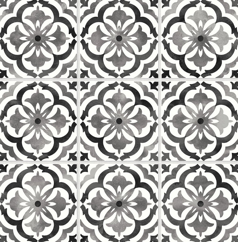 media image for Sorento Tile Black Peel-and-Stick Wallpaper from the Daisy Bennett Collection by NextWall 212