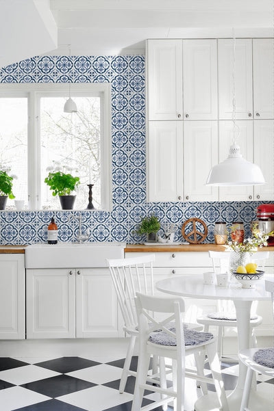 product image for Sorento Tile Navy Peel-and-Stick Wallpaper from the Daisy Bennett Collection by NextWall 7