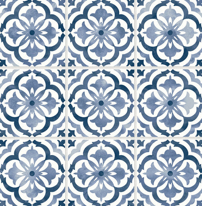 product image of Sorento Tile Navy Peel-and-Stick Wallpaper from the Daisy Bennett Collection by NextWall 596