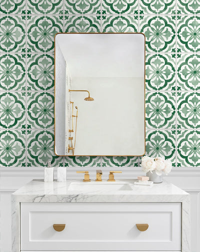 product image for Sorento Tile Jungle Green Peel-and-Stick Wallpaper from the Daisy Bennett Collection by NextWall 63