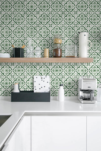 product image for Sorento Tile Jungle Green Peel-and-Stick Wallpaper from the Daisy Bennett Collection by NextWall 29