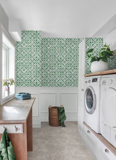 product image for Sorento Tile Jungle Green Peel-and-Stick Wallpaper from the Daisy Bennett Collection by NextWall 88