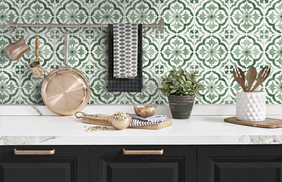 product image for Sorento Tile Jungle Green Peel-and-Stick Wallpaper from the Daisy Bennett Collection by NextWall 41