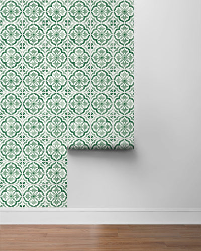 product image for Sorento Tile Jungle Green Peel-and-Stick Wallpaper from the Daisy Bennett Collection by NextWall 25