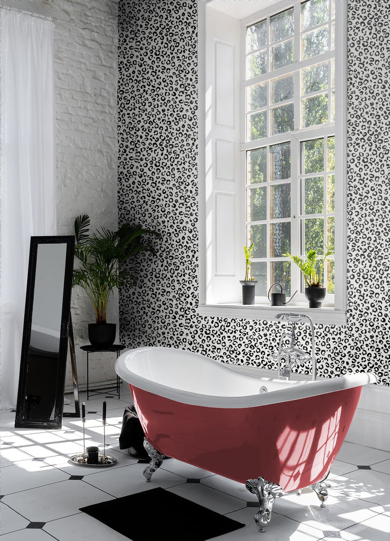 media image for Classic Leopard Black/Tan Peel-and-Stick Wallpaper from the Daisy Bennett Collection by NextWall 250