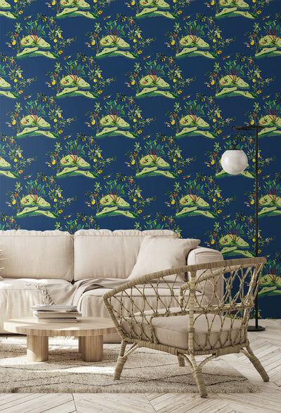 product image for Citrus Hummingbird Wallpaper in Navy Blue 47