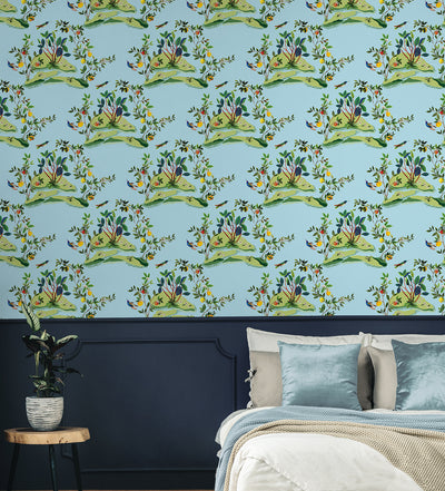 product image for Citrus Hummingbird Wallpaper in Sky Blue 5