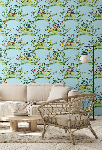 product image for Citrus Hummingbird Wallpaper in Sky Blue 66