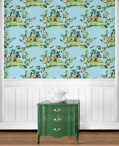 product image for Citrus Hummingbird Wallpaper in Sky Blue 46