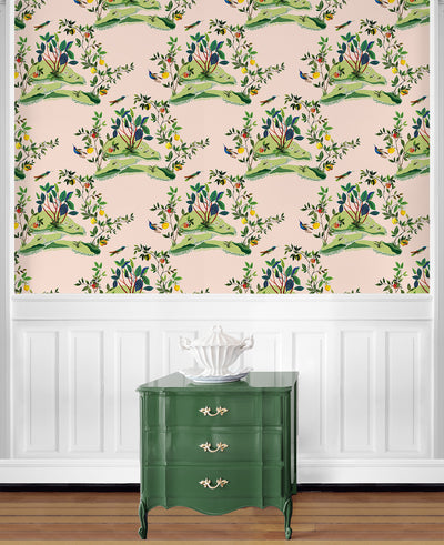 product image for Citrus Hummingbird Wallpaper in Blush 92