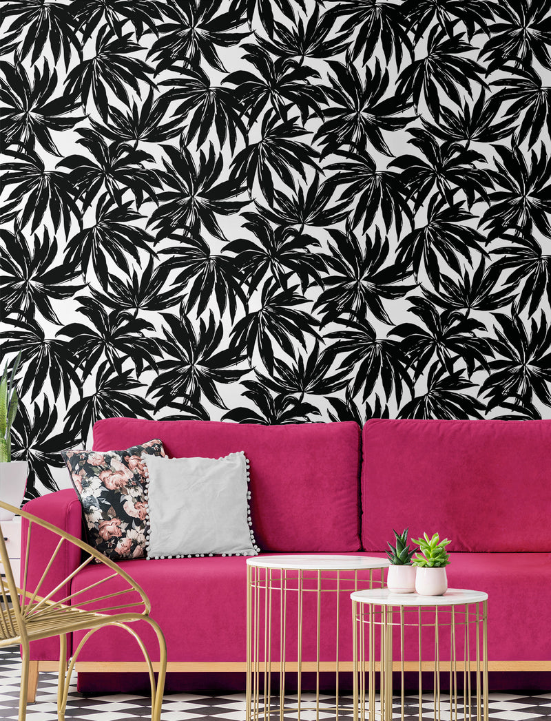 media image for Palma Wallpaper in Black 246