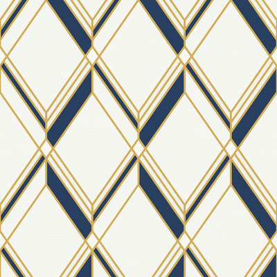 product image for Brooklyn Diamond Metallic Gold & Navy Wallpaper from Deco 2 by Collins & Company 40