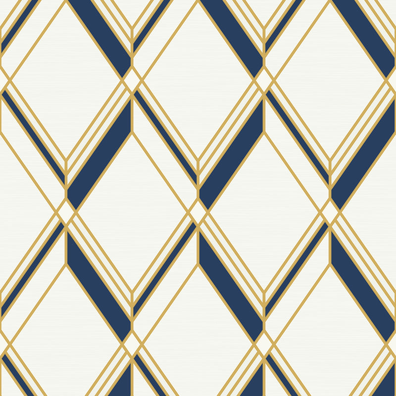 media image for Brooklyn Diamond Metallic Gold & Navy Wallpaper from Deco 2 by Collins & Company 258