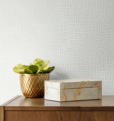 product image for Rockefellar Maze Metallic Pearl Wallpaper from Deco 2 by Collins & Company 21