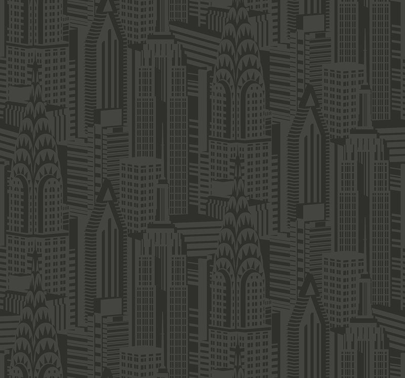 media image for Manhattan Skyline Midnight Wallpaper from Deco 2 by Collins & Company 226