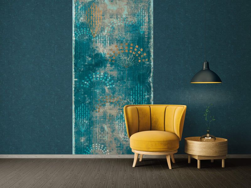 media image for Stylized Blue Flower Wall Mural from the Absolutely Chic Collection by Galerie Wallcoverings 262