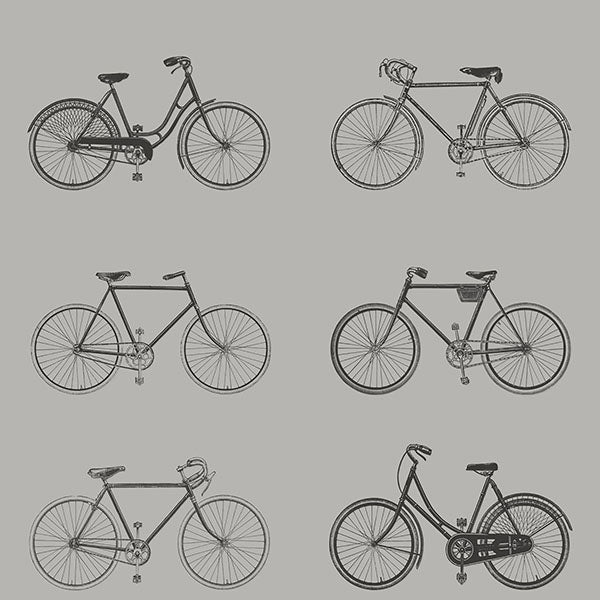 media image for Turnblad Grey Bicycle Wallpaper from Design Department by Brewster 260