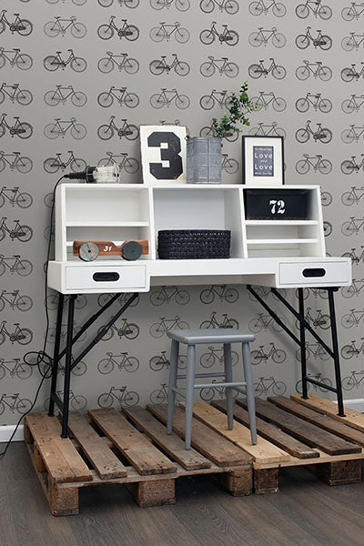 product image for Turnblad Grey Bicycle Wallpaper from Design Department by Brewster 36