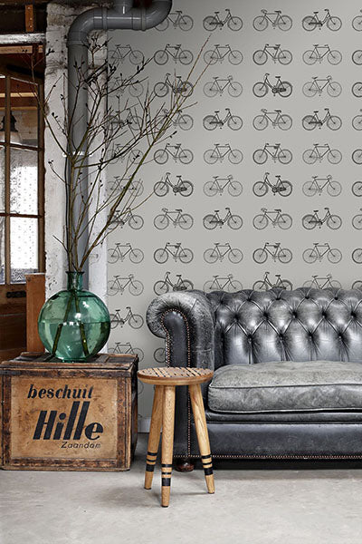 product image for Turnblad Grey Bicycle Wallpaper from Design Department by Brewster 65