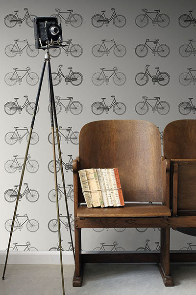 product image for Turnblad Grey Bicycle Wallpaper from Design Department by Brewster 61