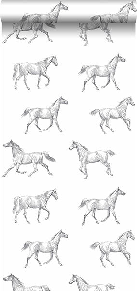 product image for Burnett Off-White Horses Wallpaper from Design Department by Brewster 6