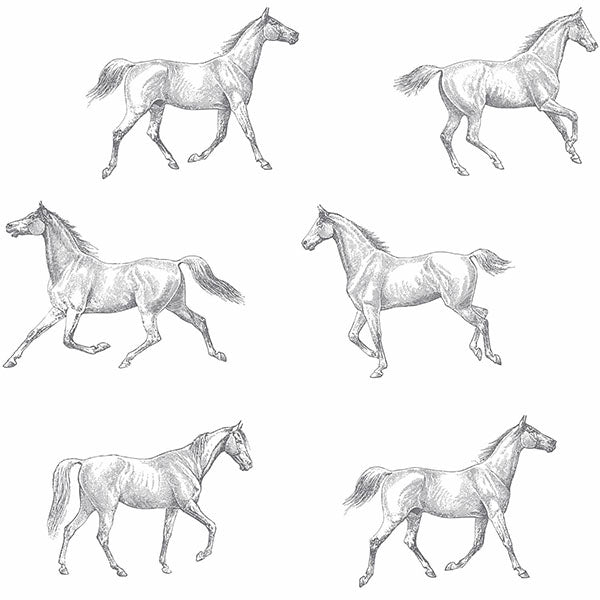 media image for Burnett Off-White Horses Wallpaper from Design Department by Brewster 277