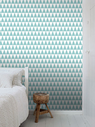 product image for Verdon Aquamarine Geometric Wallpaper from Design Department by Brewster 6