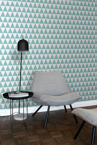 product image for Verdon Aquamarine Geometric Wallpaper from Design Department by Brewster 43