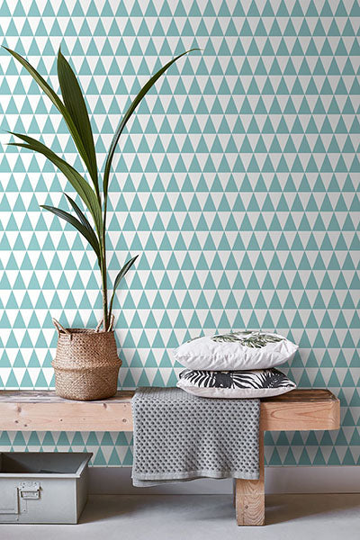 product image for Verdon Aquamarine Geometric Wallpaper from Design Department by Brewster 10