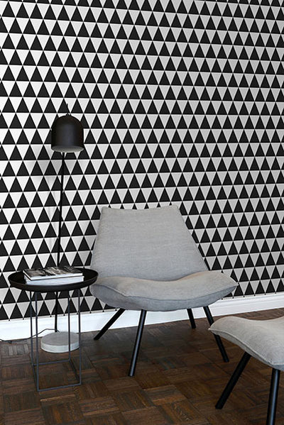 product image for Verdon Black Geometric Wallpaper from Design Department by Brewster 0