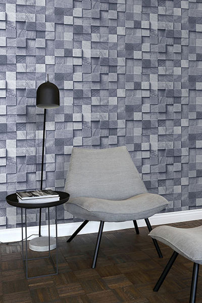 product image for Tevye Blue Wood Geometric Wallpaper from Design Department by Brewster 67