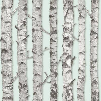 product image of Merman Mint Birch Tree Wallpaper from Design Department by Brewster 55