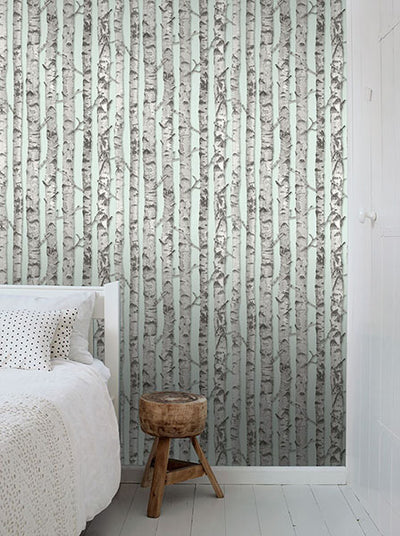 product image for Merman Mint Birch Tree Wallpaper from Design Department by Brewster 92