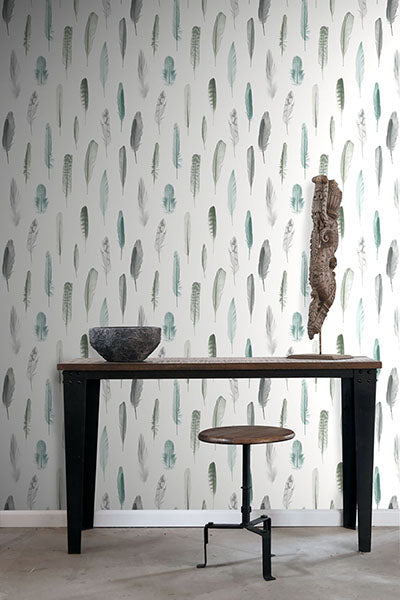 product image for Nala Multicolor Feathers Wallpaper from Design Department by Brewster 60