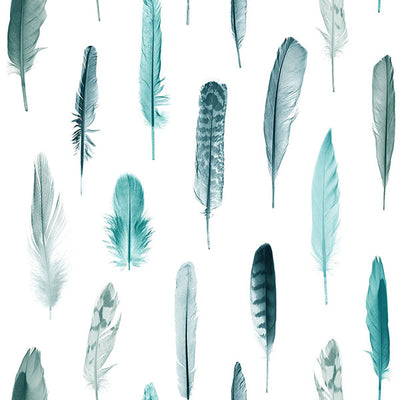 product image of Nala Turquoise Feathers Wallpaper from Design Department by Brewster 586