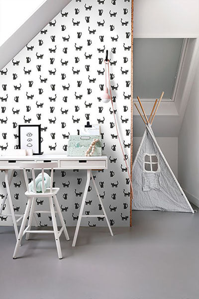 product image for Salem Black Kittens Wallpaper from Design Department by Brewster 11