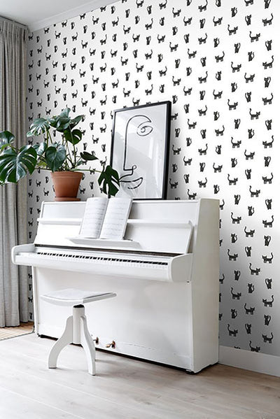 product image for Salem Black Kittens Wallpaper from Design Department by Brewster 56