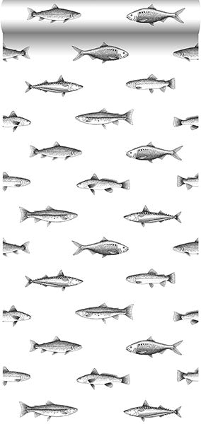 Fiyero Off-White Fish Wallpaper