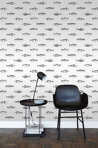 product image for Fiyero Off-White Fish Wallpaper from Design Department by Brewster 62