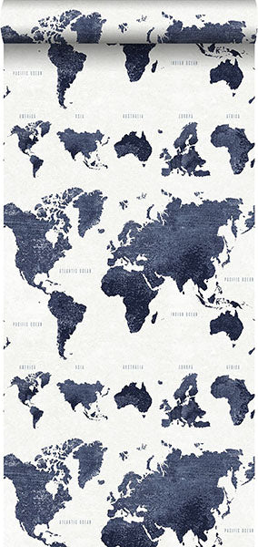 Shop Boq Dark Blue World Map Wallpaper from Design Department by