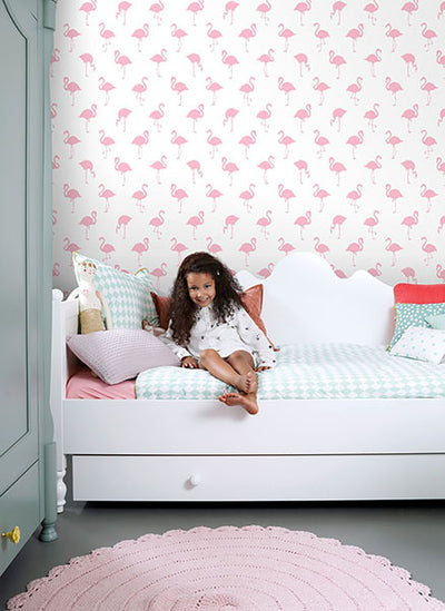 product image for Lovett Pink Flamingo Wallpaper from Design Department by Brewster 82