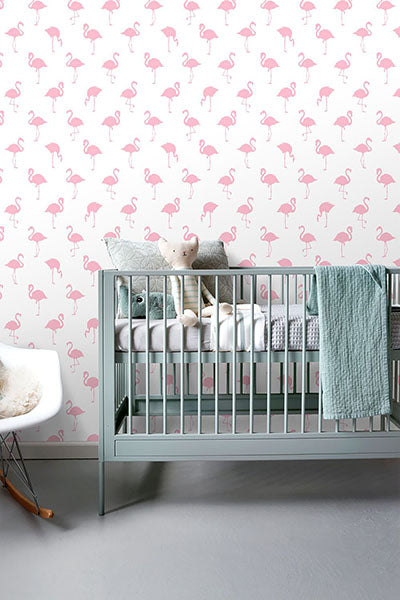 media image for Lovett Pink Flamingo Wallpaper from Design Department by Brewster 287