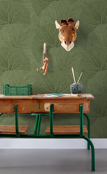 product image for Xylem Olive Large Leaves Wallpaper from Design Department by Brewster 85