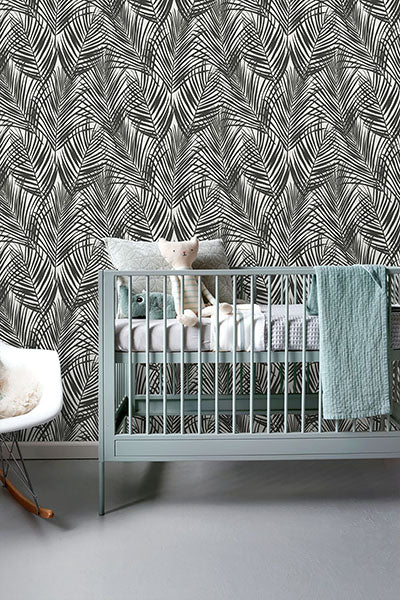 product image for Fifi Black Palm Frond Wallpaper from Design Department by Brewster 7