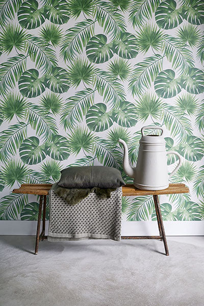 product image for Patti Light Green Leaves Wallpaper from Design Department by Brewster 48